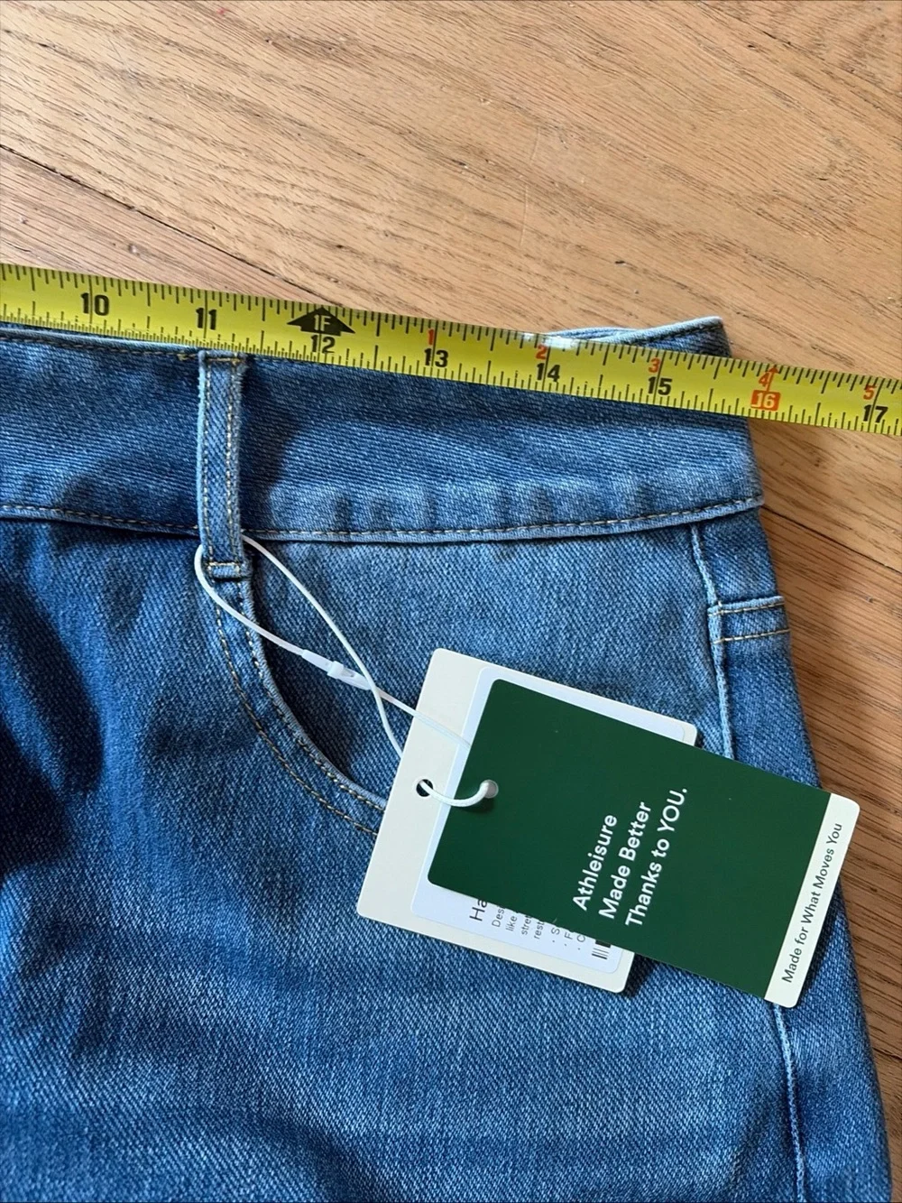 HALARA Flex High Rise Wide Leg Cropped Cuffed Stretch Blue Denim Jeans P L NWT - Picture 11 of 11
